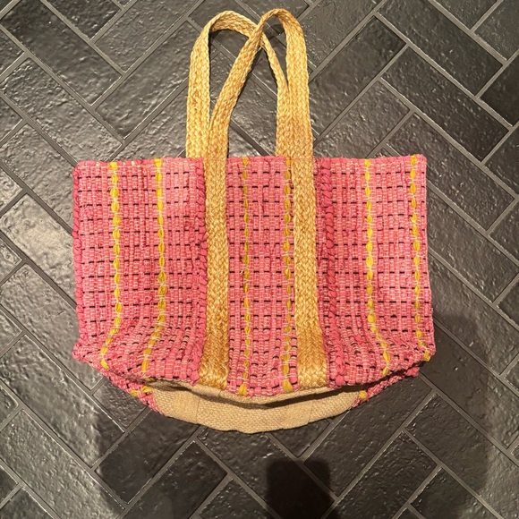 david jeffery Handbags - David Jeffery Woven Pink Large Tote Bag
